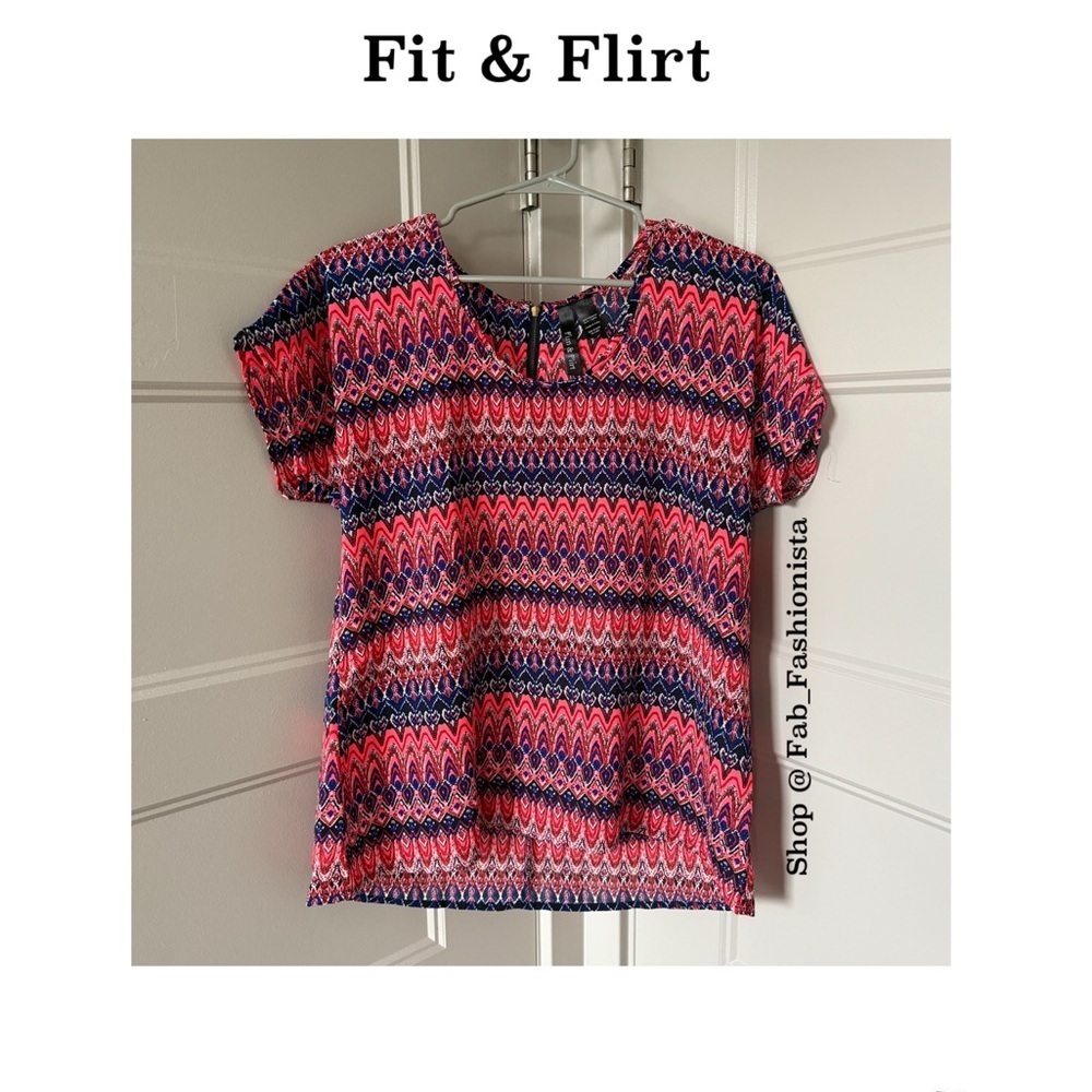 Fun & Flirt Vibrant Red and Blue Blouse